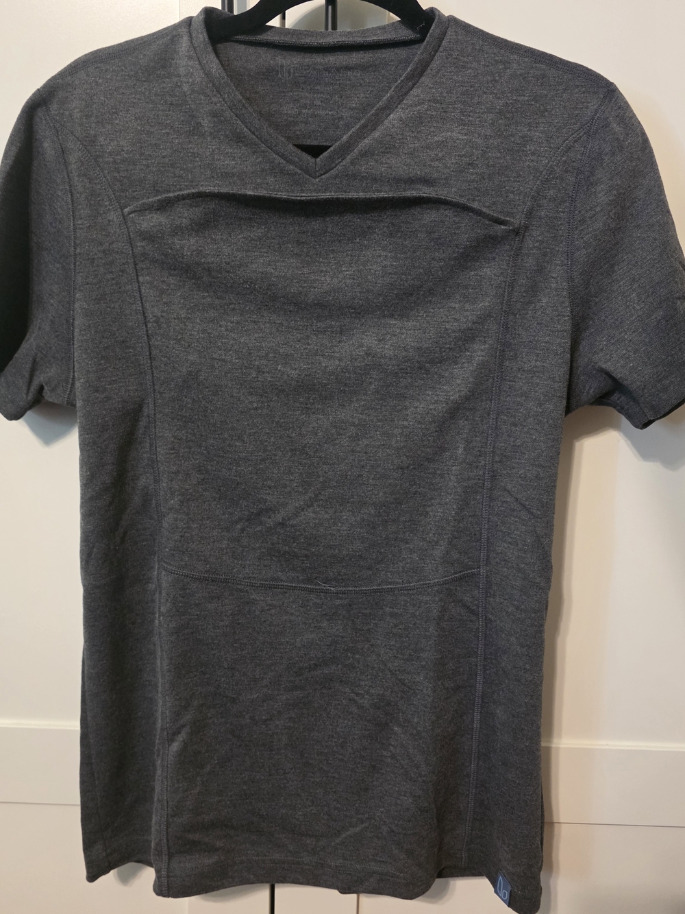 Men's V-Neck Short Sleeve Shirt - Charcoal Gray